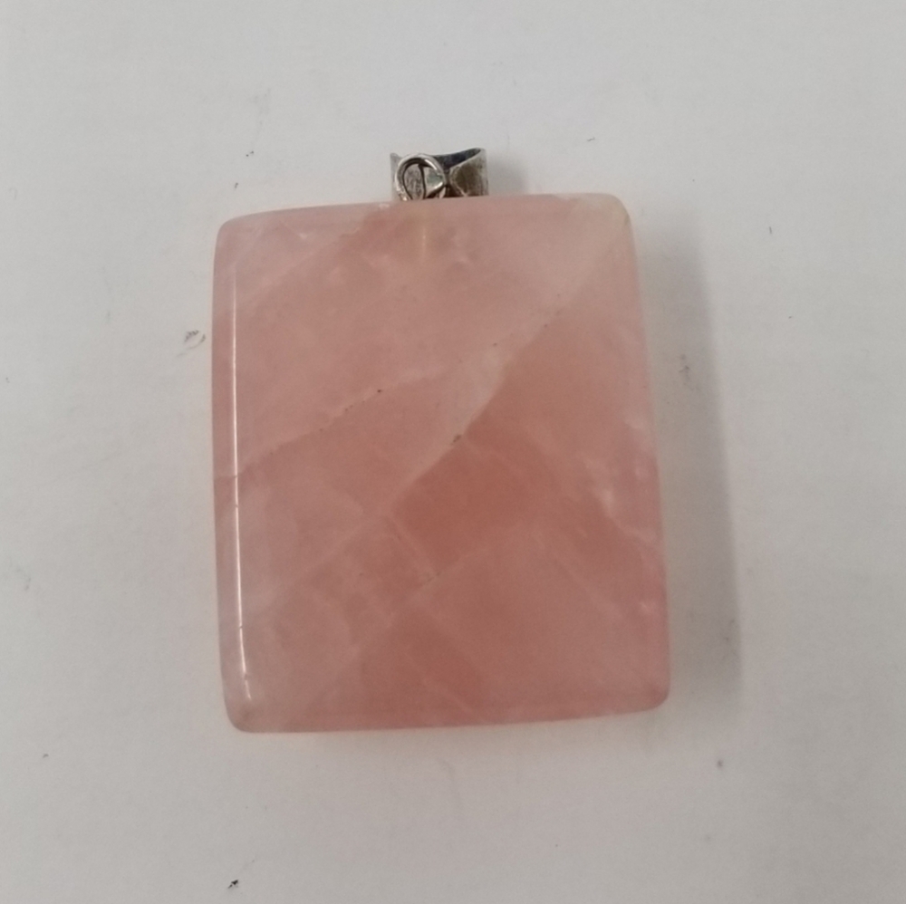 New Rose Quartz Rectangular Heart Chakra Pink Nec… - image 5